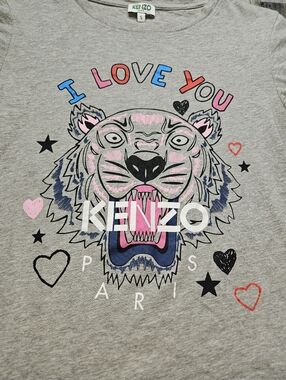 Kenzo Paris Women's Small Grey Tshirt Tiger Head